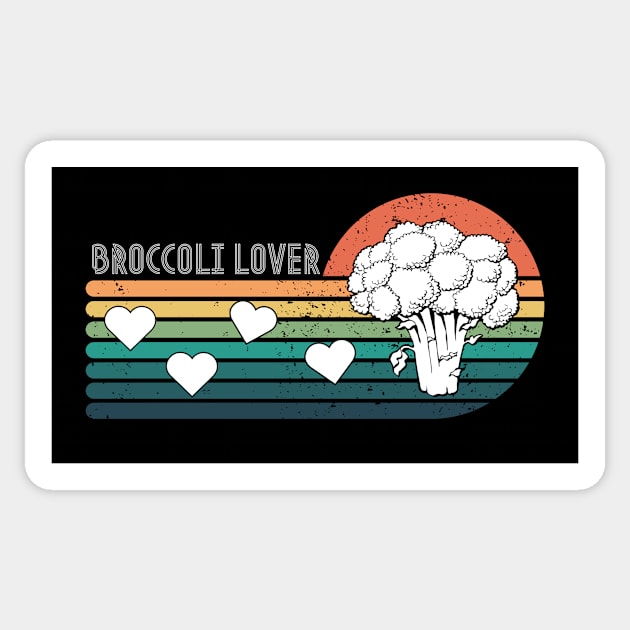 Broccoli Lover Vintage Sunset Sticker by DesignArchitect